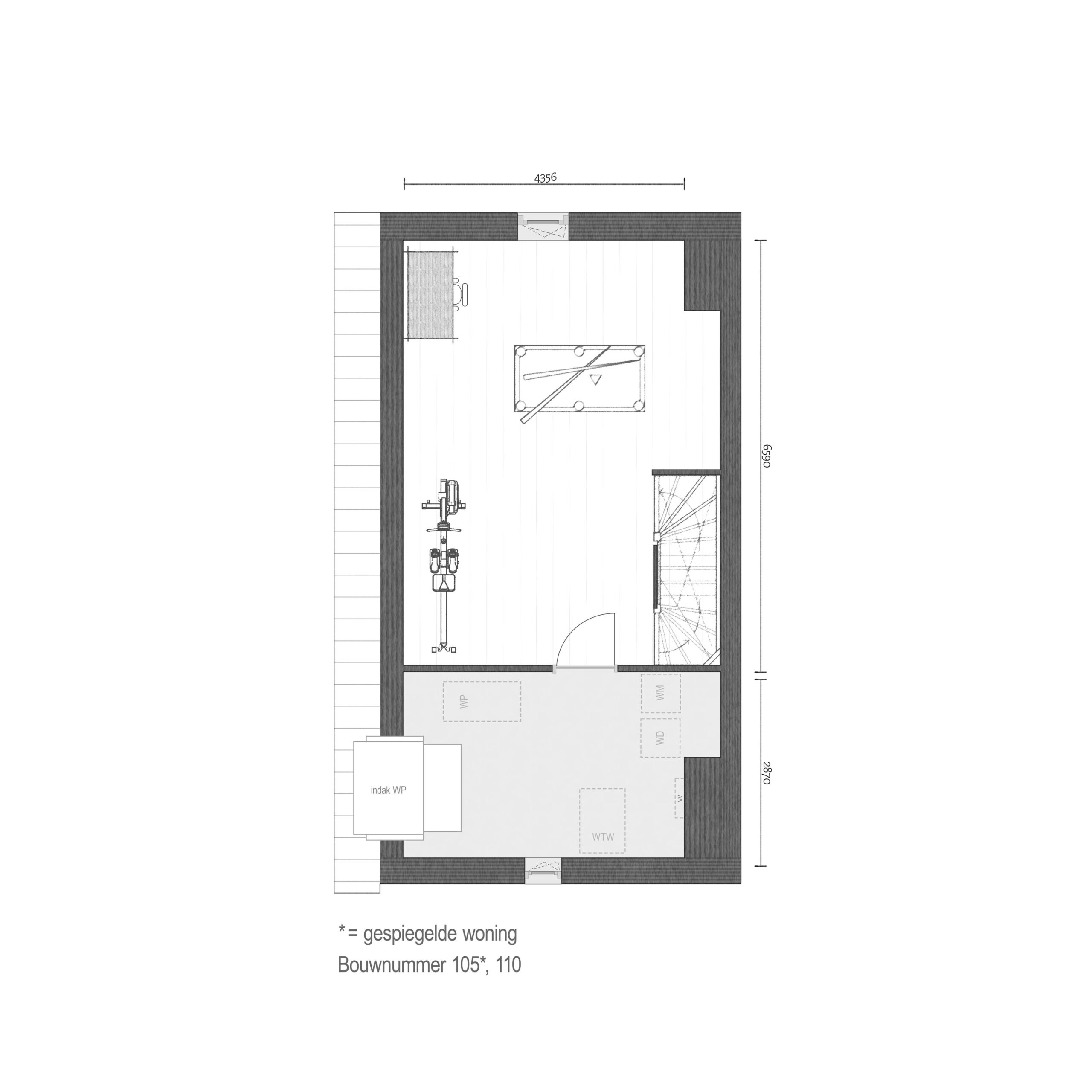 Plattegrond 2e verdieping - Bnr. 105 & 110