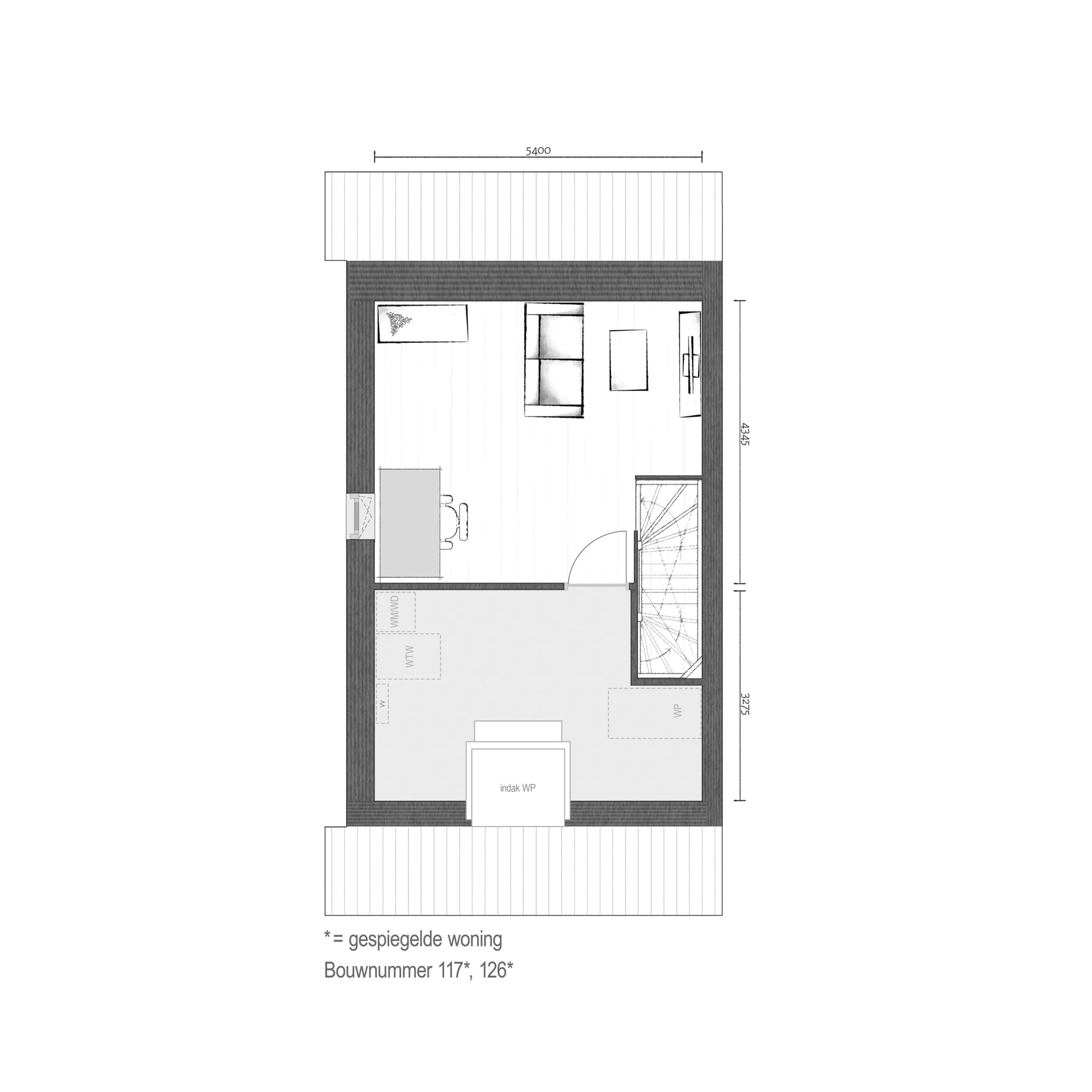 Plattegrond 2e verdieping - Bnr. 117 & 126
