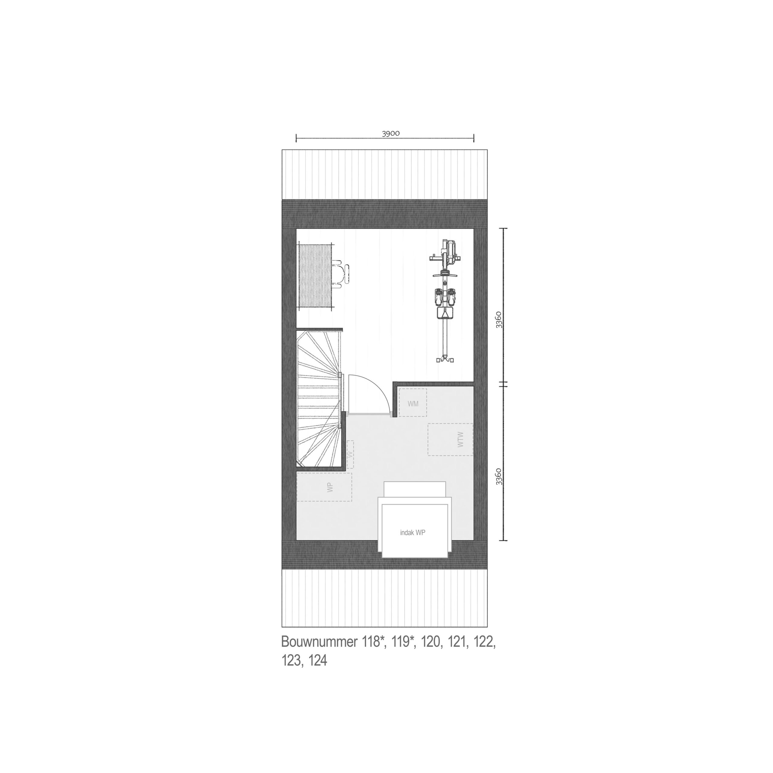 Plattegrond 2e verdieping - Bnr. 118 - 124